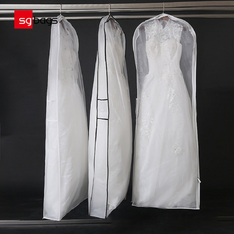 SGW08 2020 مخصص مطبوعة طويل اضافية ثوب الزفاف تنفس ثوب غطاء حقيبة الملابس لفستان الزفاف