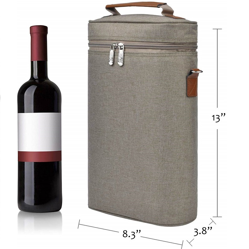 SGC32 مخصص معزول حمل النبيذ نزهة حقيبة بالجملة السفر مبطن مقبض حقيبة النبيذ 2 زجاجة مع حزام الكتف قابل للتعديل